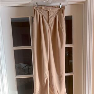Beige High-Waisted Trousers